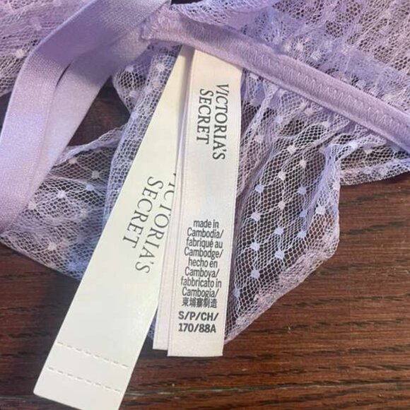 Victoria's Secret Lavender Mesh Bow Teddy - NWT Small - Strappy Lilac Lingerie - Picture 6 of 6